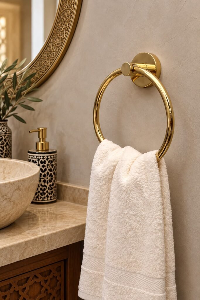Handmade Unlacquered Brass Towel Ring – Round Bathroom Towel Holder