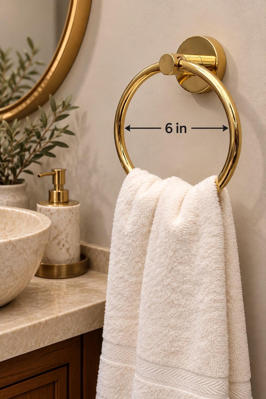 Handmade Unlacquered Brass Towel Ring – Round Bathroom Towel Holder - Image 2