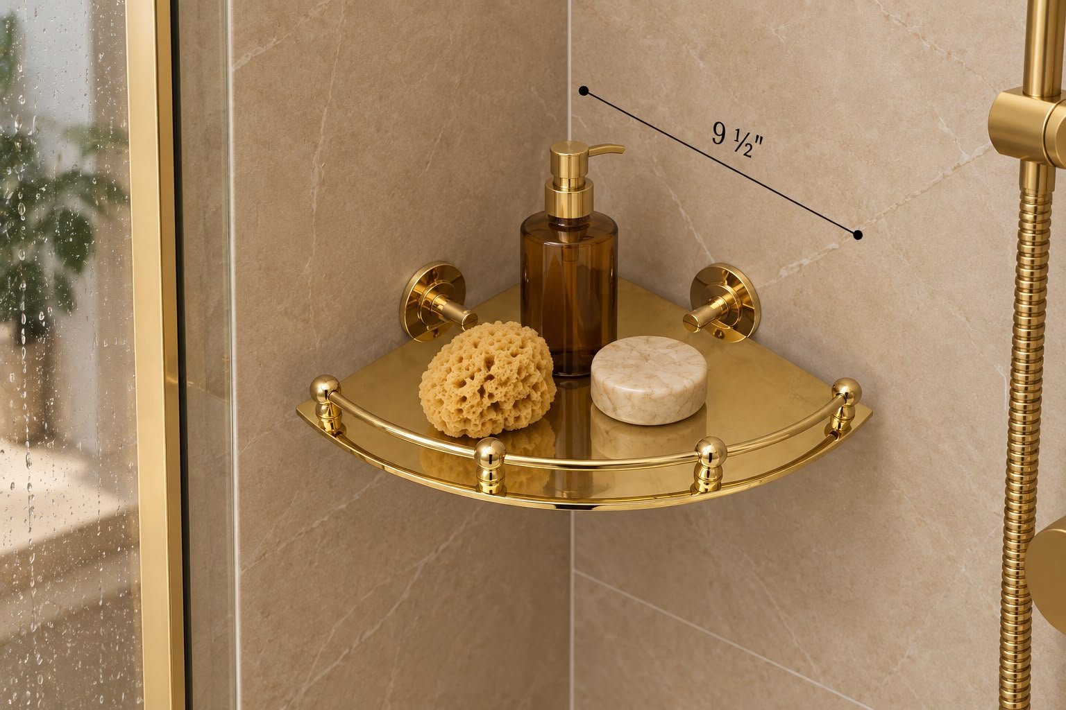 Handmade Unlacquered Brass Corner Shelf – Moroccan Wall-Mounted Bathroom Decor - Image 3