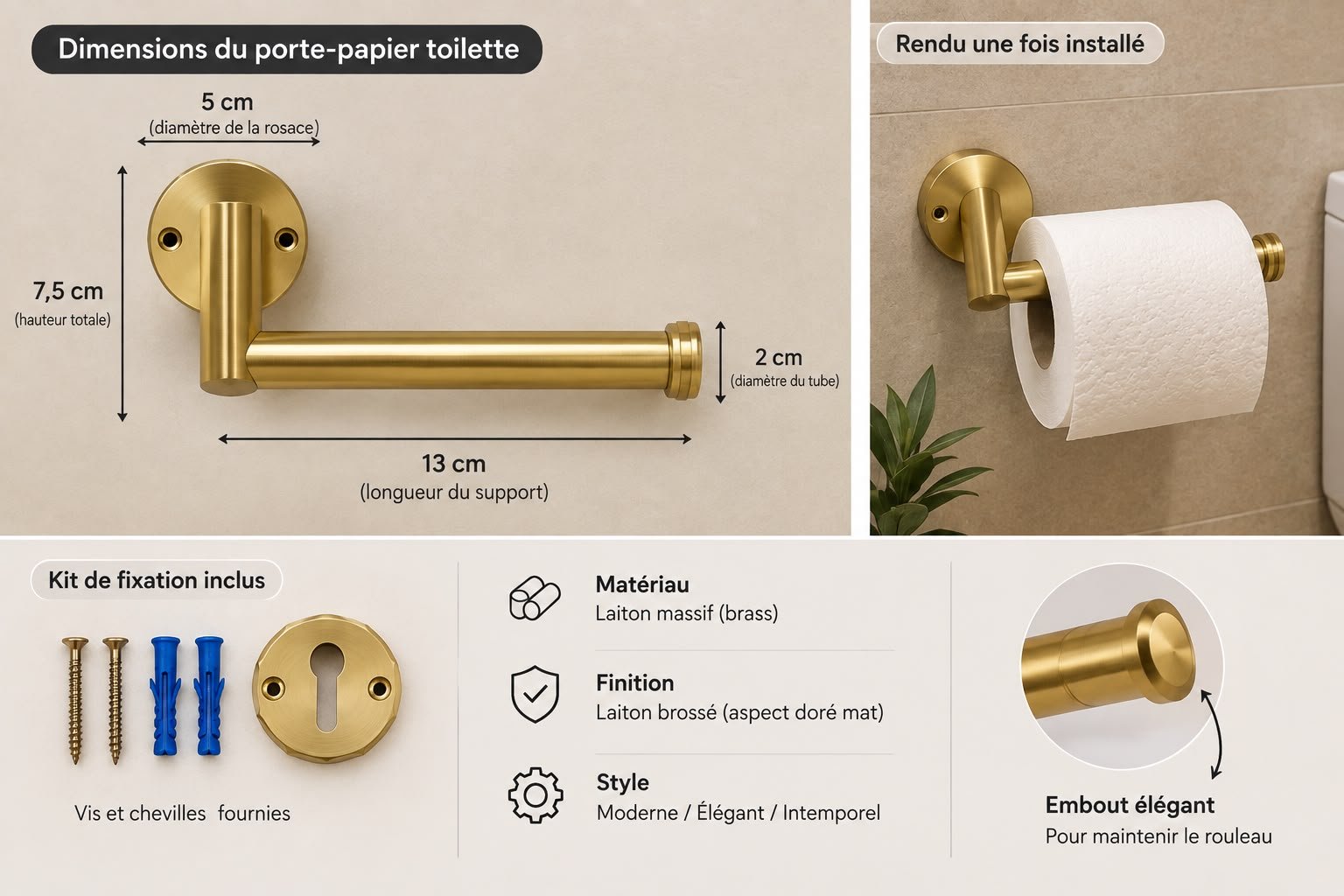 Handmade Unlacquered Brass Oval Flat Bathroom Towel Rack – Wall Mounted Artisanal - Image 3