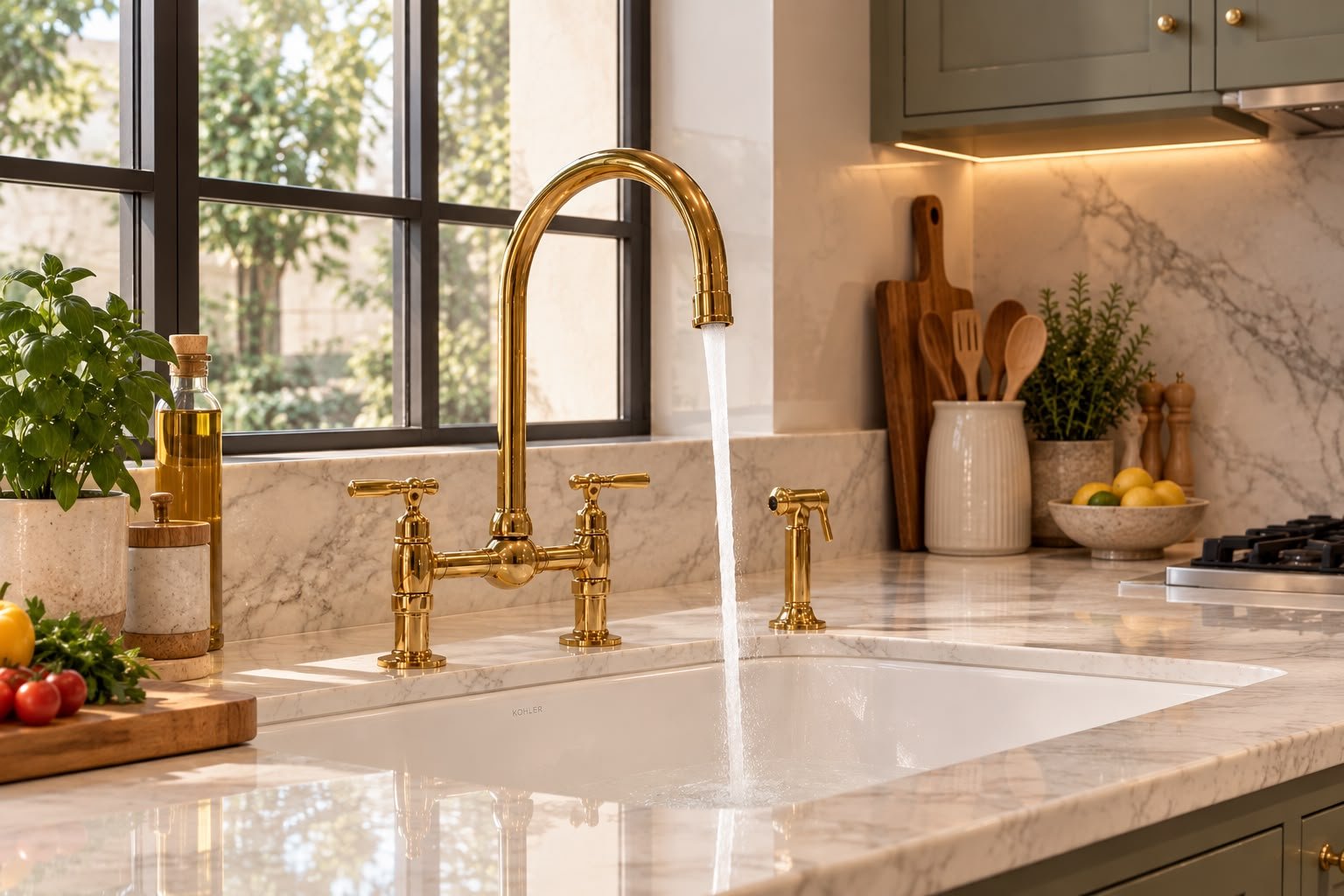 Unlacquered Brass Deck Mount Kitchen Faucet with Side Sprayer & Cold Water Tap – Handmade Brass Sink Faucet - Image 4