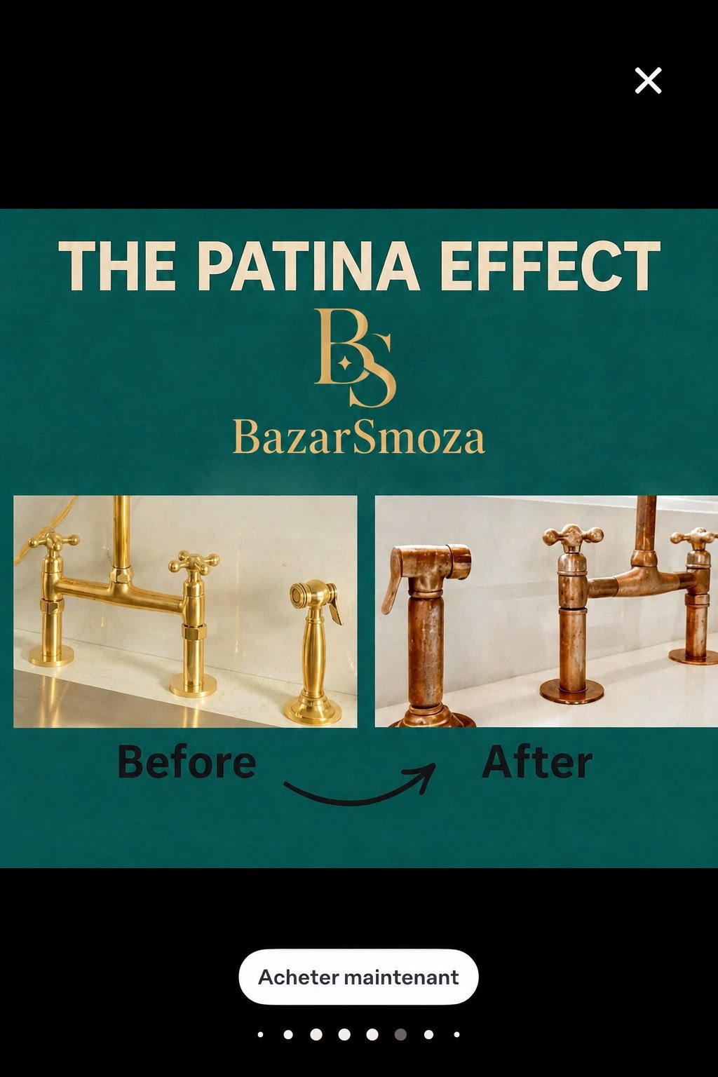 Unlacquered Brass Deck Mount Kitchen Faucet with Side Sprayer & Cold Water Tap – Handmade Brass Sink Faucet - Image 3
