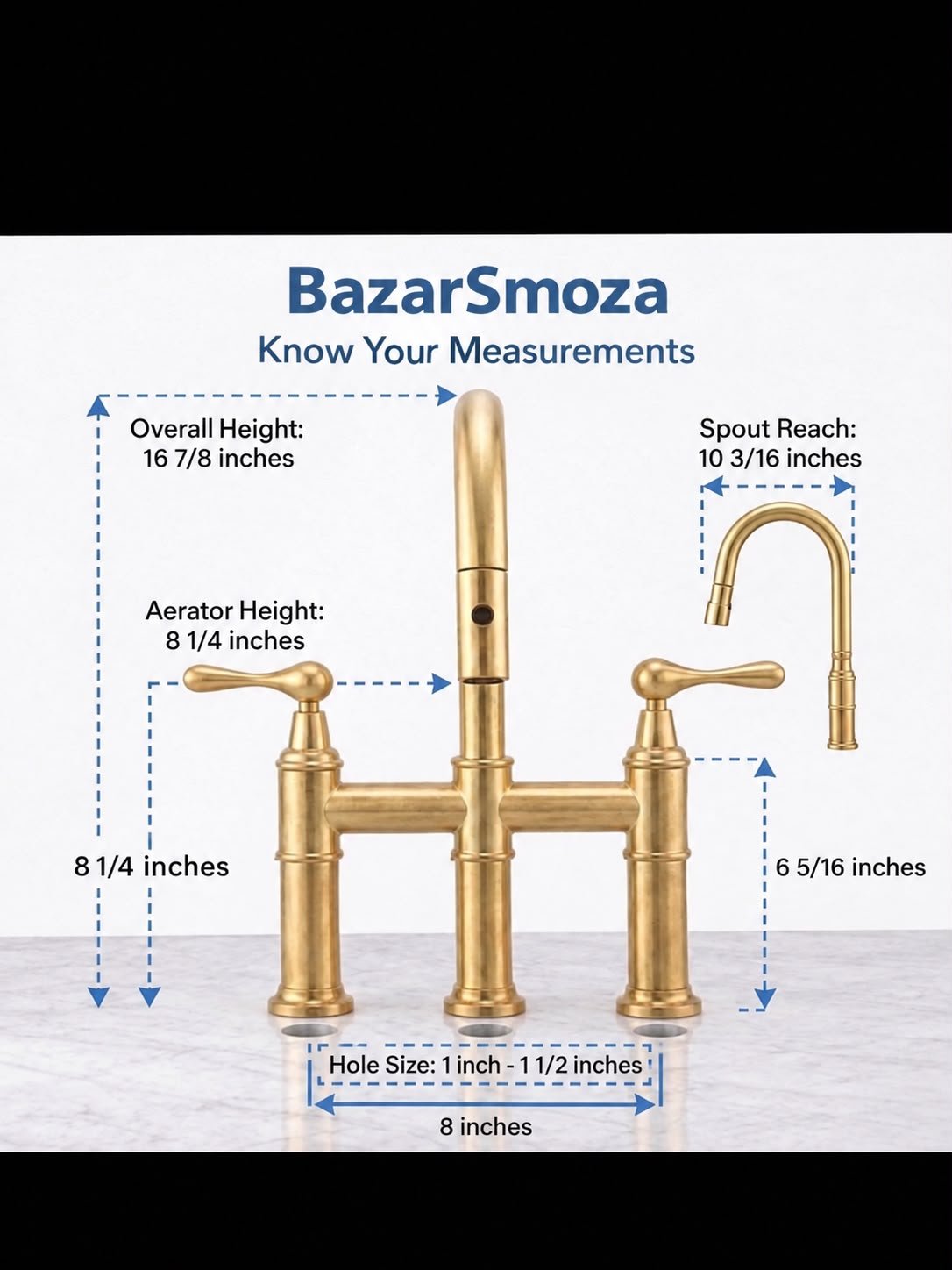 Handcrafted Moroccan Pull-Down Kitchen Faucet – Unlacquered Brass with Extractable Spray - Image 3