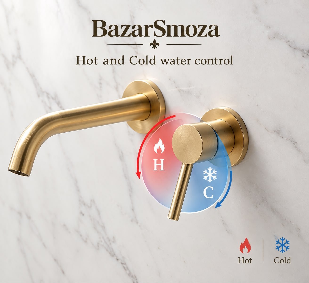 Unlacquered Brass Wall-Mounted Bathroom Faucet – 6” Spout Reach - Image 2