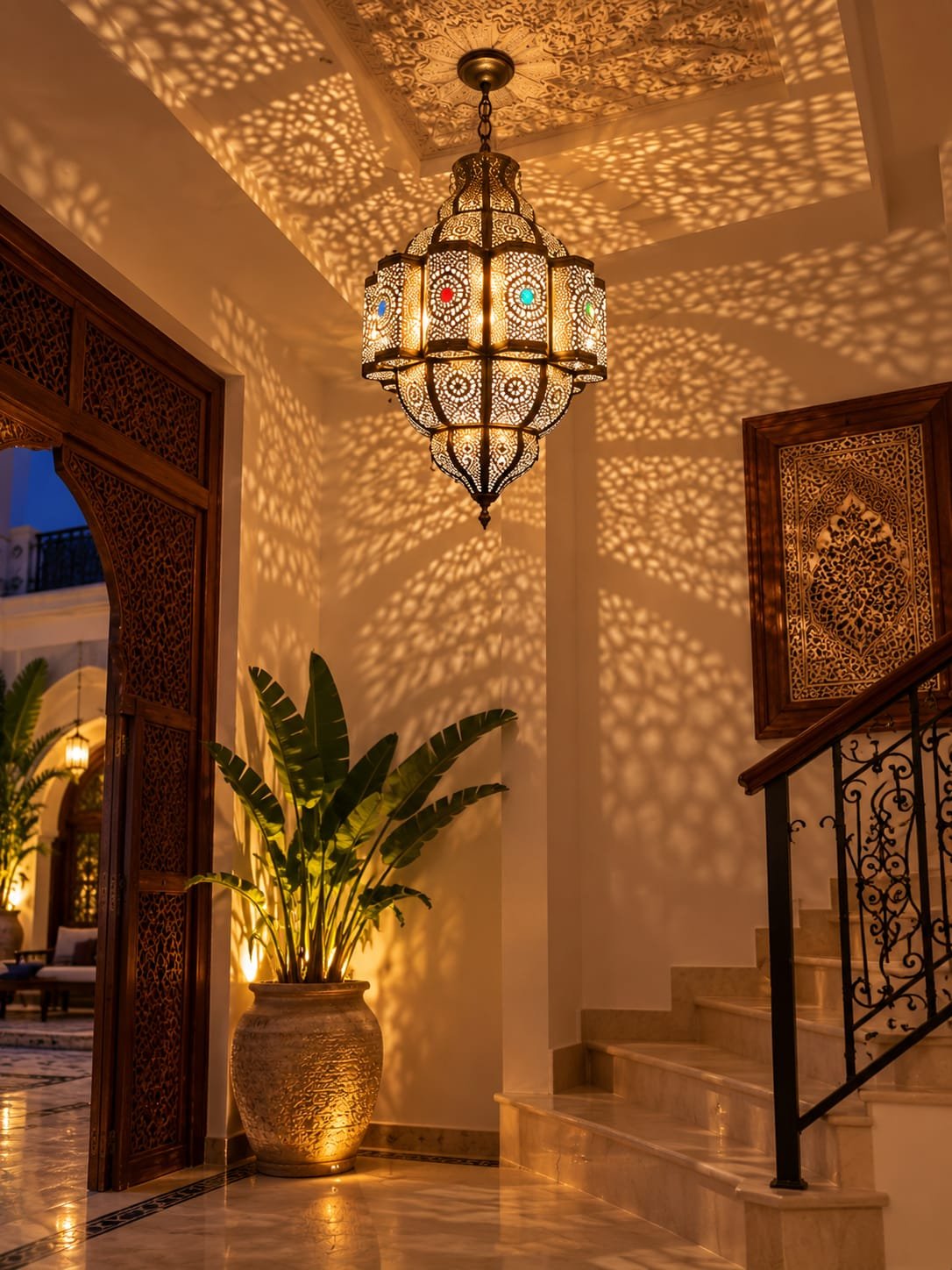 Handmade Moroccan Brass Wall Sconce – Intricate Islamic Geometric Filigree Wall Light - Image 2